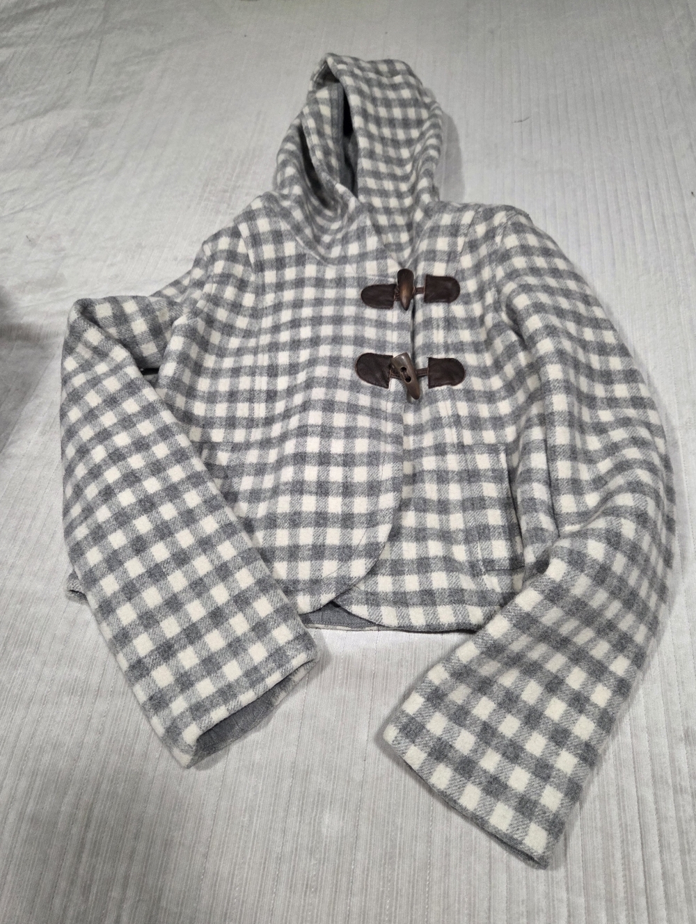 Abercrombie & Fitch Gray and Navy Plaid Flannel Jacket
